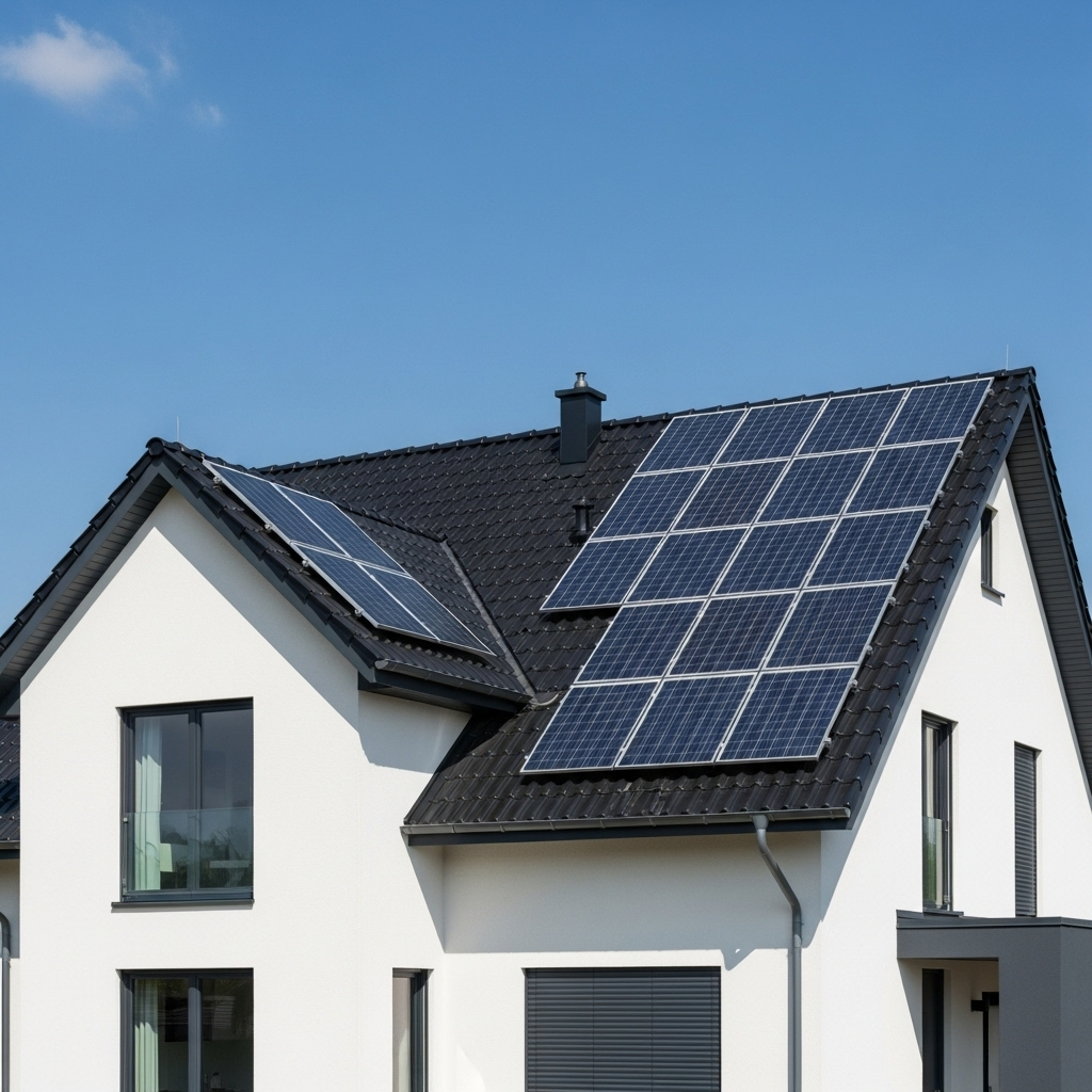 Maison équipée de panneaux solaires